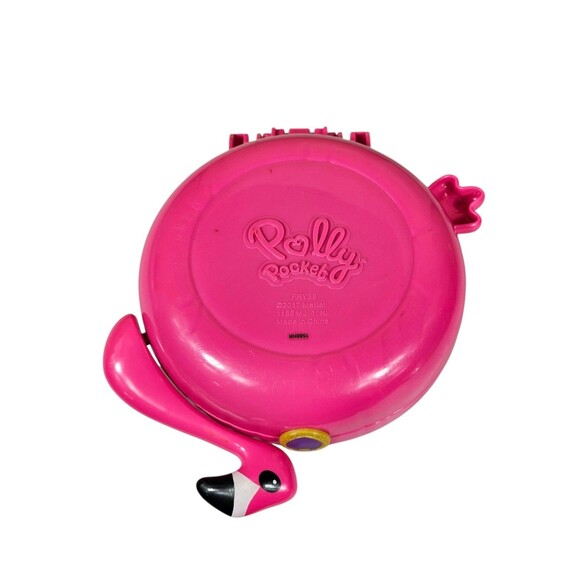2017 Mattel Polly Pocket Flamingo Floatie Pink Compact Playset Only No Dolls - Picture 3 of 7